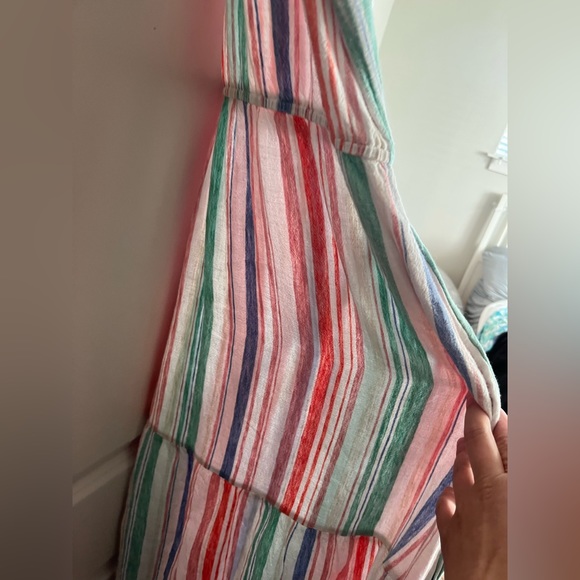 Time and Tru Women's Midi Linen Striped Dress w/ Belt - Picture 5 of 5